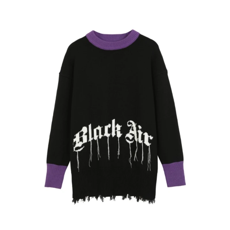 

Knitted alphabet Winter Clothes mens 2021Oversized Sweaters Long Sleeve Top Hip-hop Fashion Japanese tideway Cartoon Streetwear