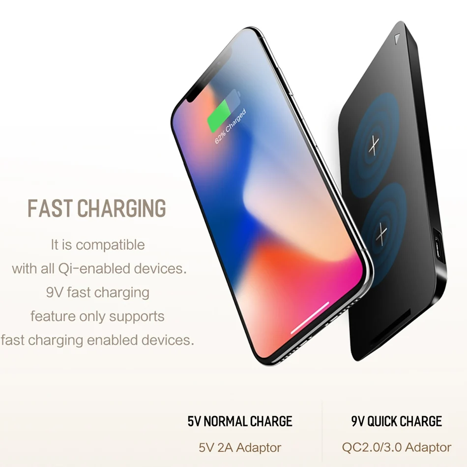 ROCK Беспроводное зарядное устройство для iPhone X 8 plus 10 Вт Qi зарядное устройство Беспроводная зарядка для samsung Galaxy S9 S8 S7 Edge USB зарядное устройство Pad