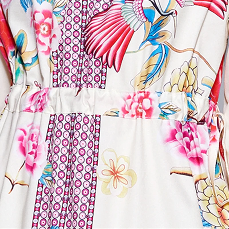 

Summer New Woman Casual Dress Floral Printed A-line Mid Skirts for Office Lady O-neck Female Travel Dressses Spring Vestidos