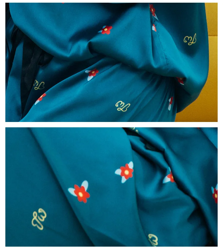 2019 Осенняя женская пижама из искусственного шелка атласная цветочный костюм с