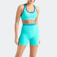 women yoga 2 pieces workout outfits seamless high waist shorts sports bra crop top running clothing tracksuit gym sportswear