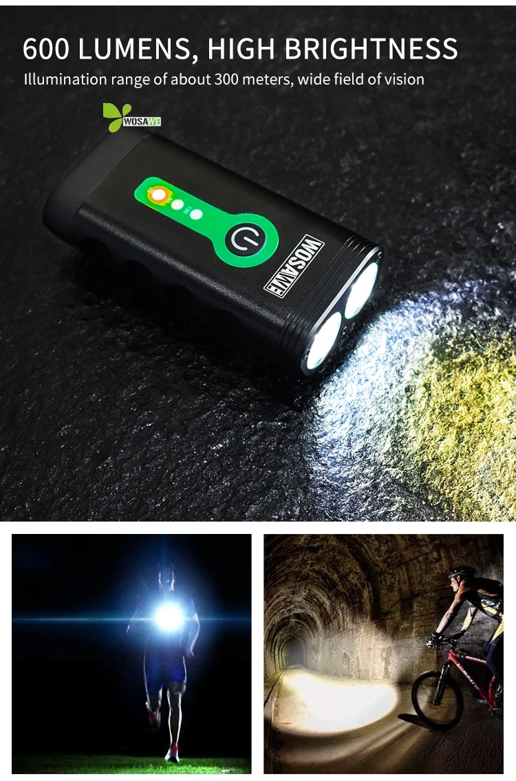 WOSAWE, встроенный аккумулятор, 5 режимов, велосипедные фары, зарядка от USB, 2400 люмен, руль, передняя фара, светодиодный фонарик для велосипеда