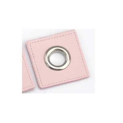 Pink nickle eyelets 30 шт./лот 27 мм квадратный белый/розовый/Мятный ПУ кожа пришить значки патч этикетки+ Внутренний 8 мм Металлические латунные люверсы втулки - Цвет: Pink nickle eyelets