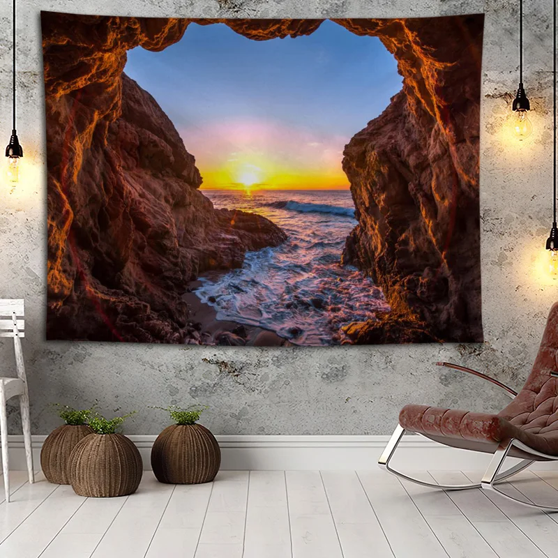 

Cave View Wall Hanging Tapestry Home Party Decorative Tapestries Photo Background Cloth Table Cloth Wall Tapestry