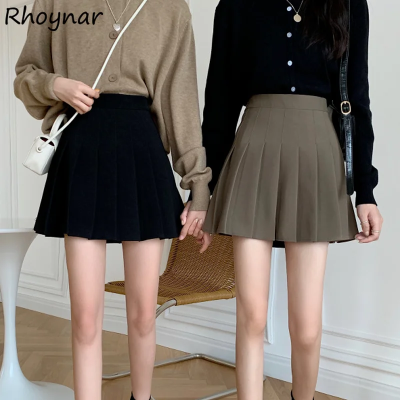 

Юбка женская плиссированная универсальная, уличная одежда для девушек, дышащая повседневная Стильная однотонная мини-юбка в Корейском стиле, на весну