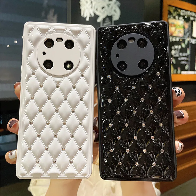 Роскошный Жесткий кожаный блестящий чехол для телефона с бриллиантами Huawei Mate 40 30