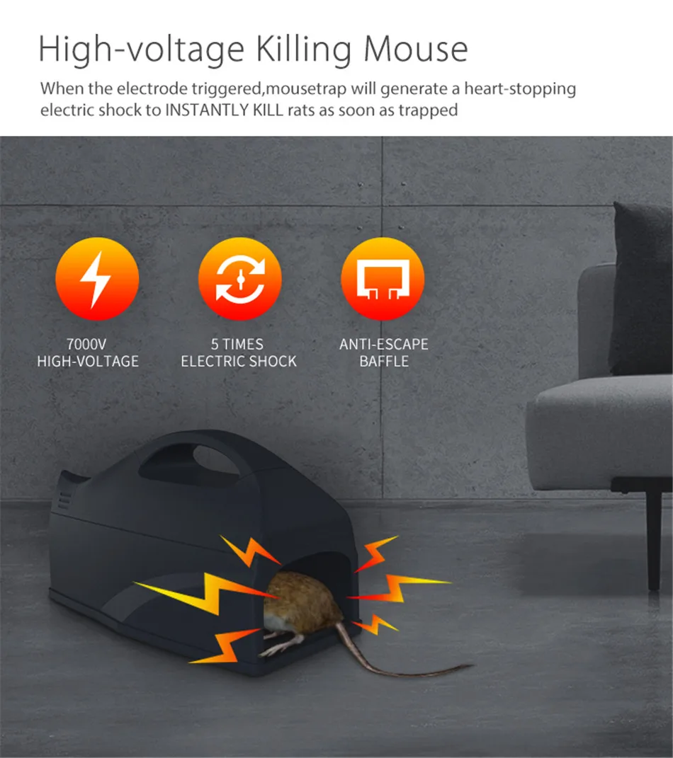 

Timethinker WiFi Smart Electric Mousetrap Smart Electronic Rat Rodent Mice Trap Safe No Poison Shock Instant Exterminator