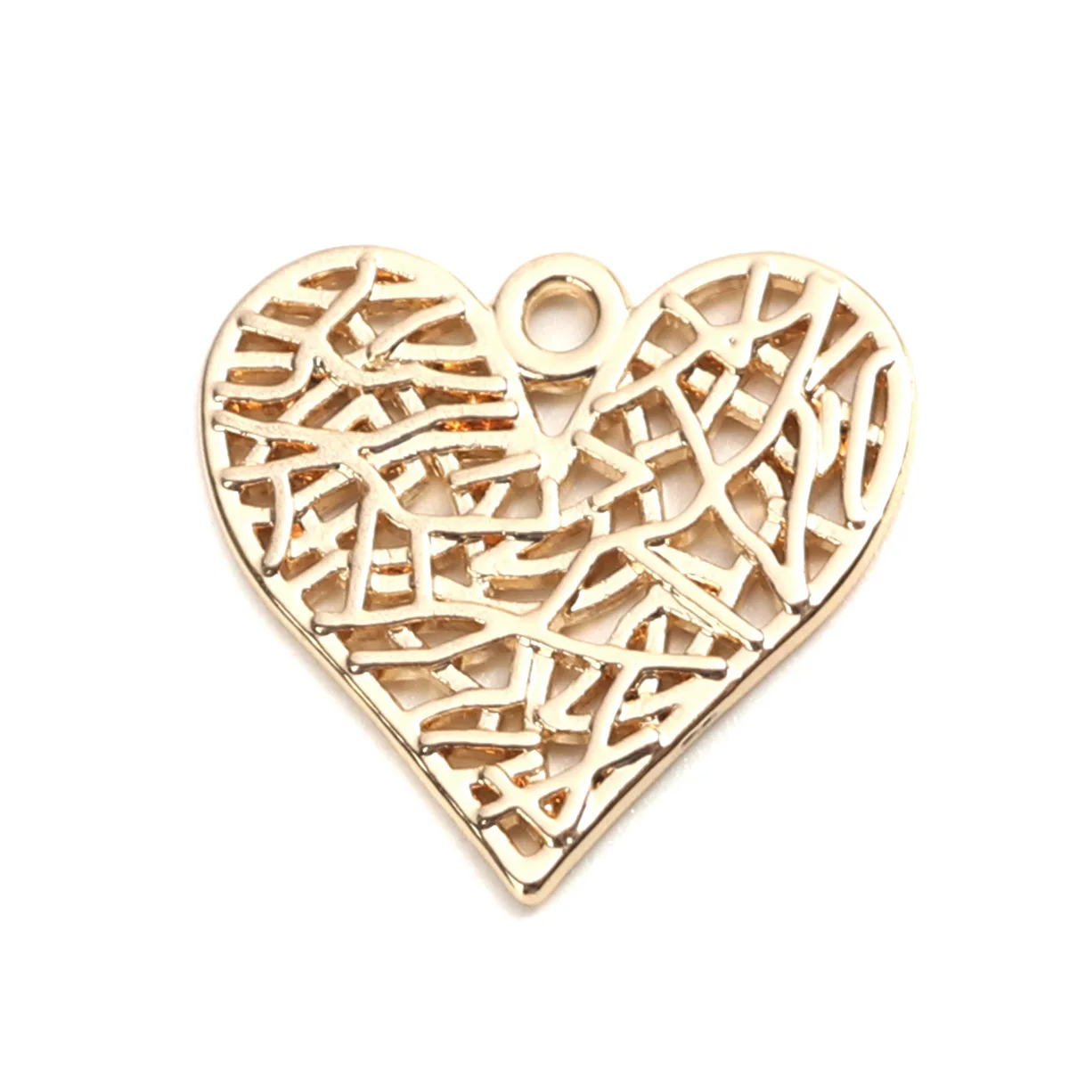 

Stripe Hollow Heart Pendants Zinc Based Alloy Charms Gold Color 19mm x 18mm For DIY Necklace Jewelry Handmade Making, 10 PCs