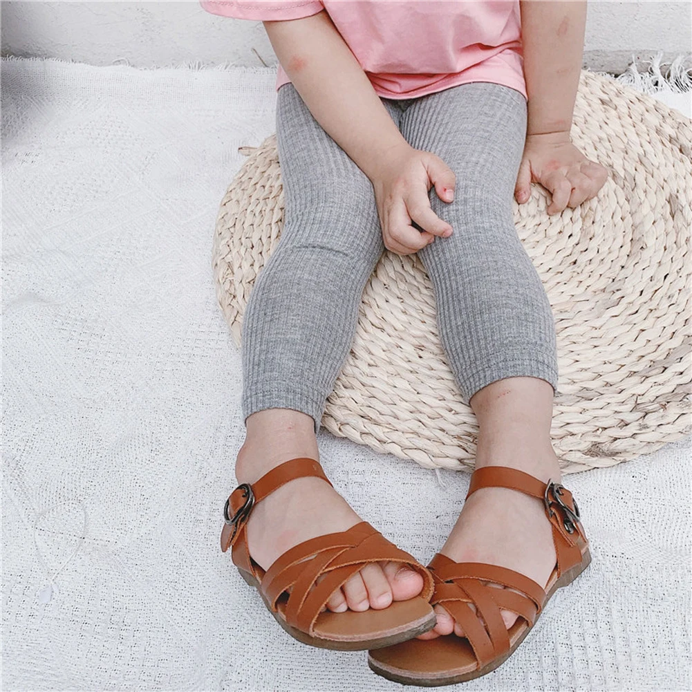 Детские леггинсы для девочек однотонные повседневные длинные хлопковые с