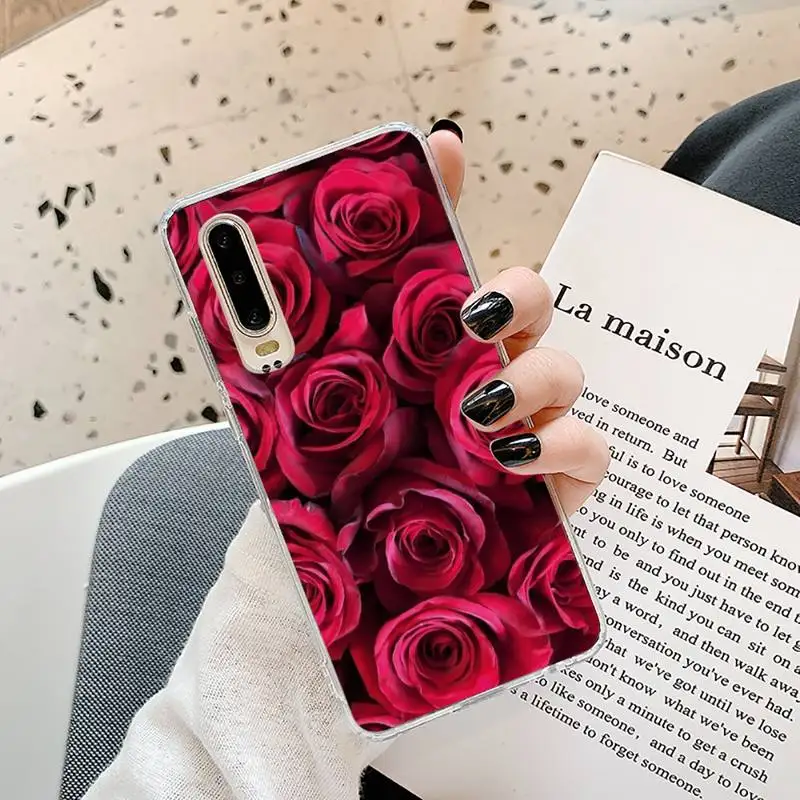 

rose love red Phone Case Transparent for Samsung A71 S9 10 20 HUAWEI p30 40 honor 10i 8x xiaomi note 8 Pro 10t 11