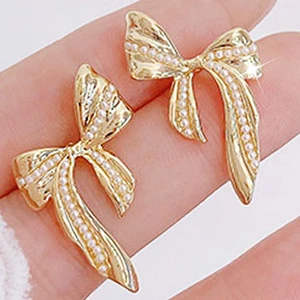Romantic 14K Real Gold Plated Ear Studs Butterfly Inlaid Pearl Quality Exquisite Jewelry For Women Luxury Accessories Earrings