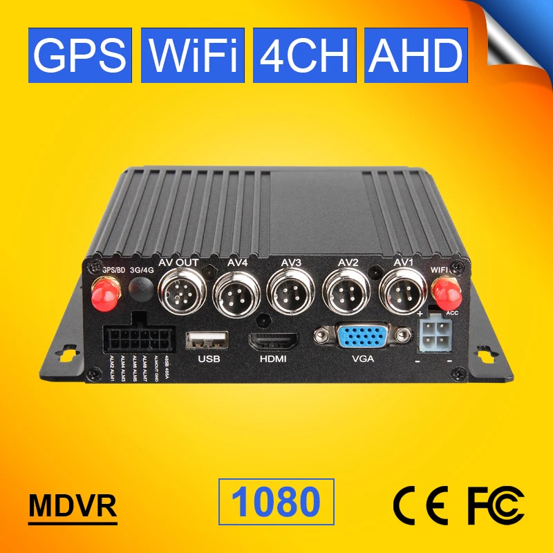 Автомобильный видеорегистратор с двойной SD картой Wifi GPS трекер 4CH AHD поддержкой