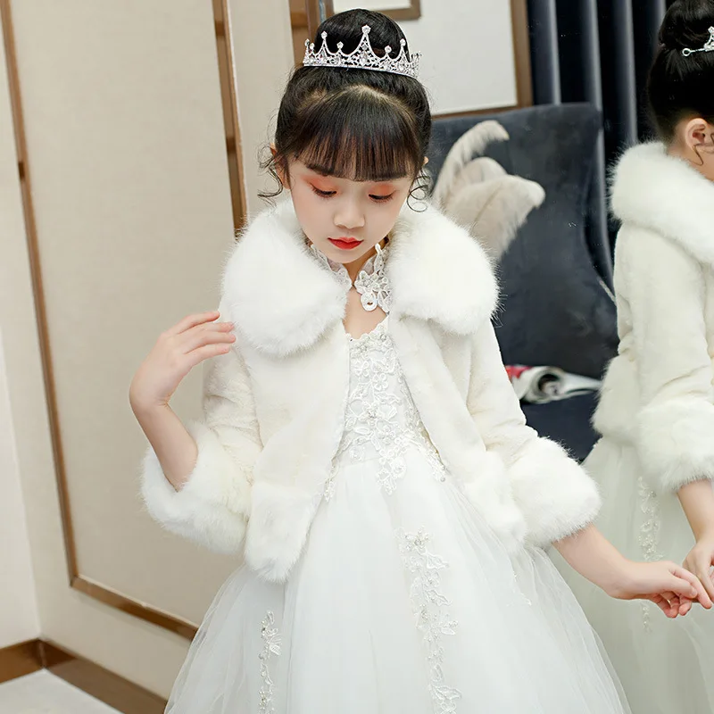 Детское меховое Болеро для девочек куртка из искусственного меха выпускного