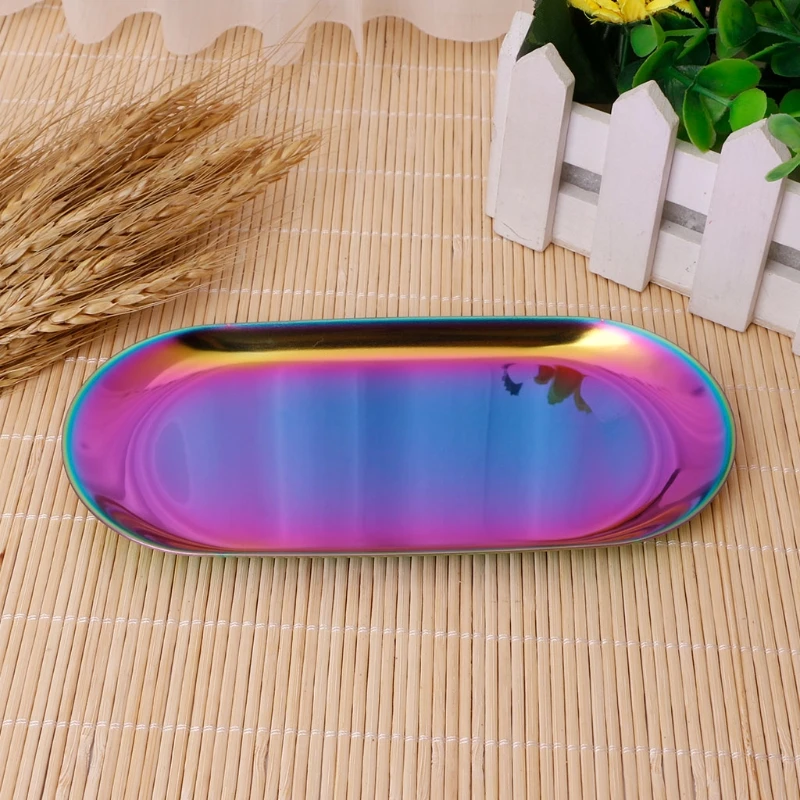 

Stainless Steel Towel Oval Tray Tea Dish Fruit Plate Cosmetics Jewelry Organizer LX9C