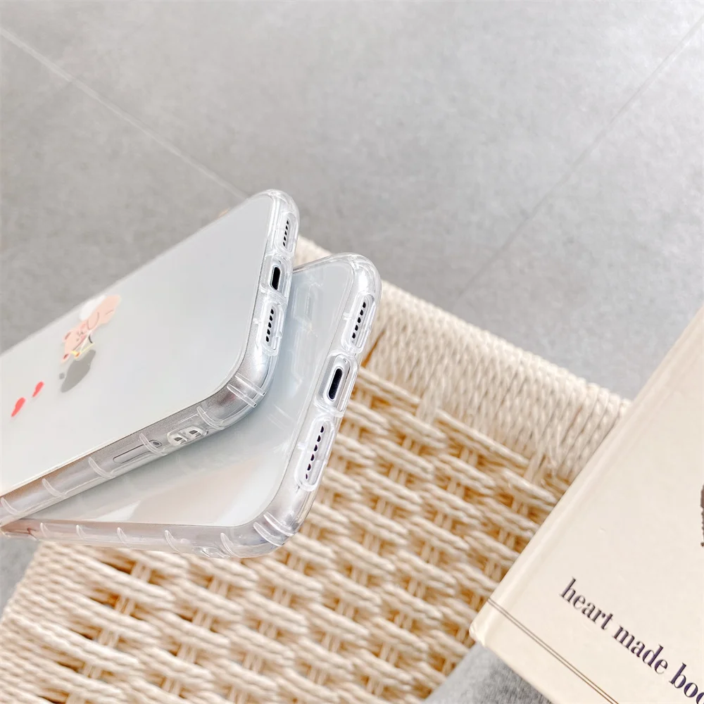 

Cute Cartoon Bear transparent Phone Case For iphone 11 12 Pro Max 7 8 plus X XR XS Max SE 2 Cover Funny Silicone Soft Back Case