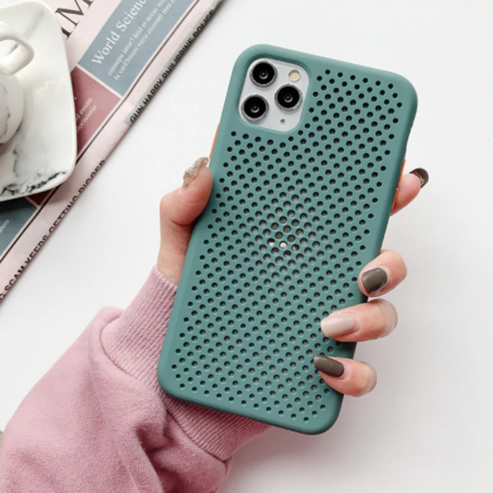 

Breathable Phone Case For iPhone 11 Pro Max X XS MAX XR 8 7 6 6s Plus SE 2020 Cases Soft Silicone Heat Dissipation Cover Coque