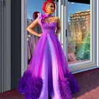 Роскошные блестящие вечерние платья с перьями, Дубайский арабский Тюль с оборками, на шнуровке, индивидуальный пошив, Пышное Платье