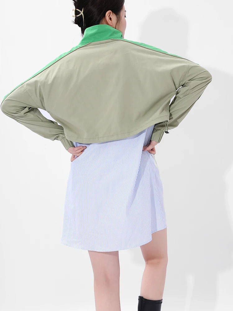 

DEAT 2021 New Autumn And Winter Fashion Women Lapel Long Sleeves Clothes Striped Patchwork Zippers Two Pieces Set Jacket YF2721