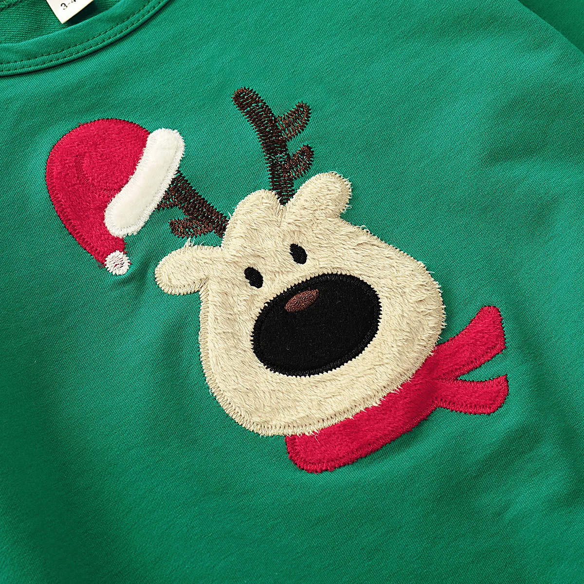 Christmas Clothes Mom Dad Kids Green deer head Long Sleeve Pullover Sweatshirt Jumper Family Matching Warm Autumn Casual Tops