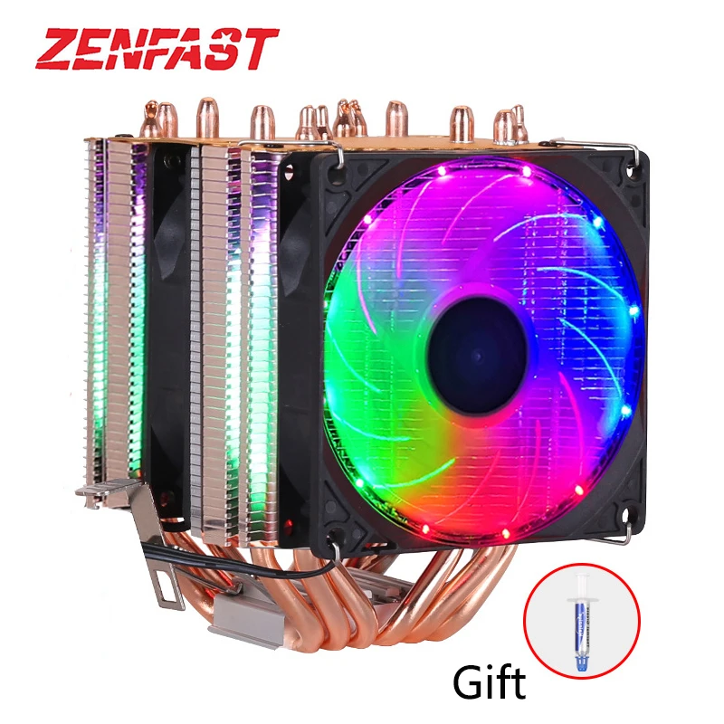 6 тепловые трубки RGB Процессор вентилятор Радиатор охлаждения 4PIN 3 вентилятора