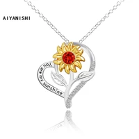 aiyanishi fashion mothers day you are my sunshine custom sunflower chain necklace women men customized jewelry wholesale