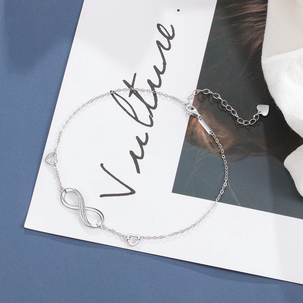 Классические серебристые браслеты на щиколотку для женщин с бесконечностью из кубического циркония на лодыжке босохождения ювелирные украшения (Lam Hub Fong).