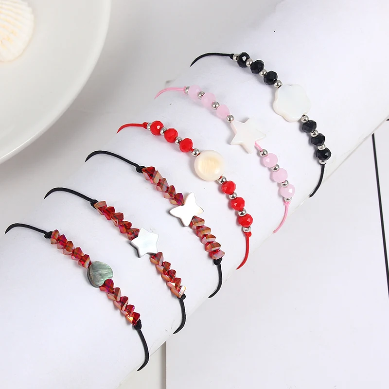 12 шт./лот очаровательные плетеные браслеты в богемном стиле с ракушками и