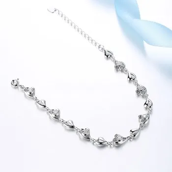

Japanese and Korean Version of The Heart-to-heart Printing Diamond Bracelet Women's Fashion Heart-shaped Hand Jewelry H208