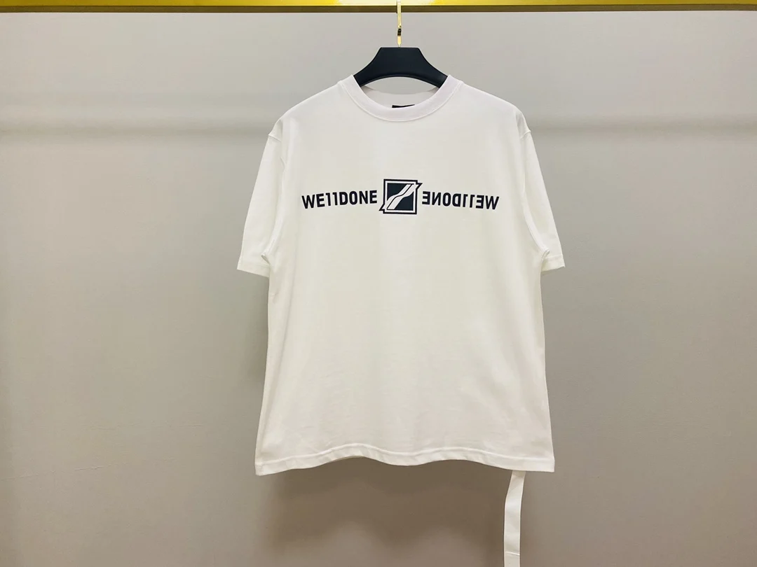 

2021ss летняя стильная футболка We11done для мужчин и женщин 1:1 лучшее качество Красная белая черная футболка Welldone Топы Футболка