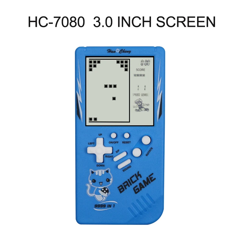 HC-7080 Blue Тетрис Ручной игровой плеер ЖК-электронные игровые игрушки Карманная игровая консоль классическое детство для подарка - Цвет: HC-7080 Blue