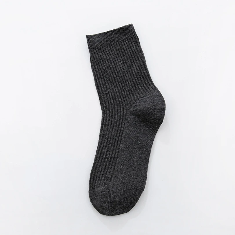 

New double needle cotton socks men's sports socks solid color vertical strip cotton socks business socks wholesale