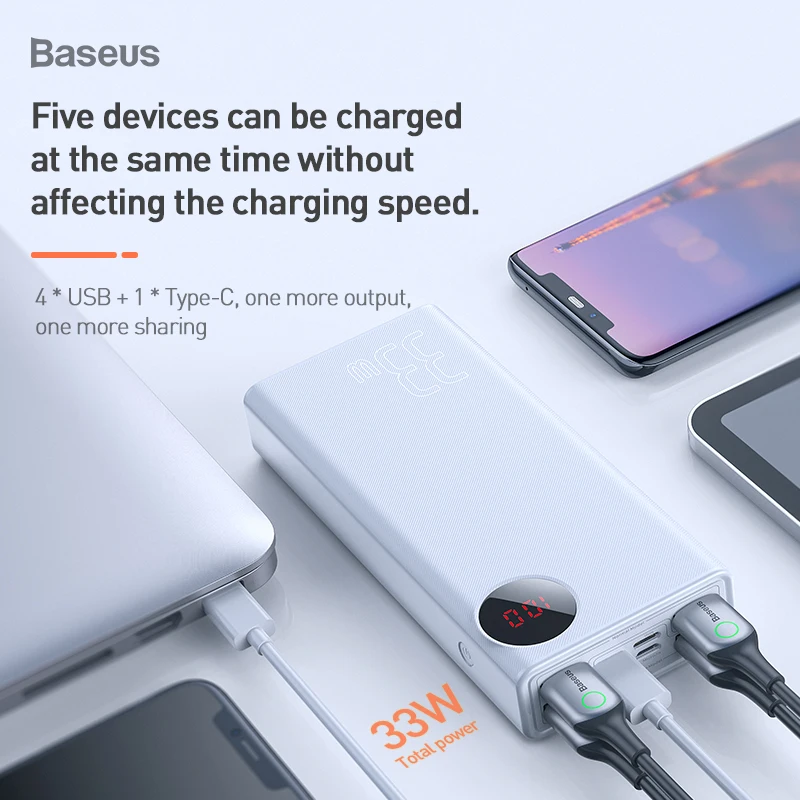 Baseus 30000mAh внешний аккумулятор PD3.0 QC3.0 быстрое зарядное устройство для путешествий