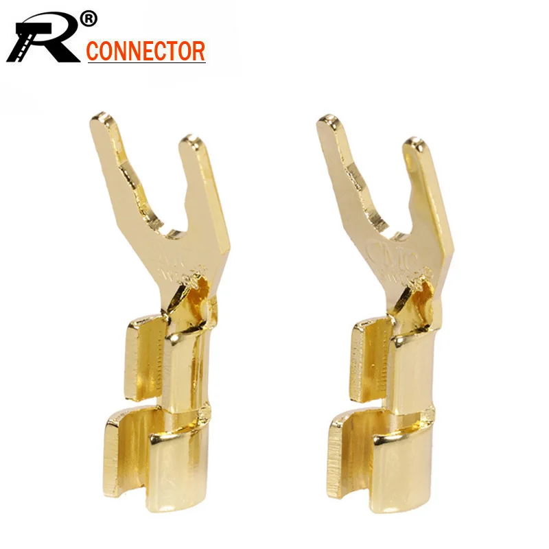 10 шт./лот штекер типа банан 24 К позолоченный y образный аудиоадаптер оптовая