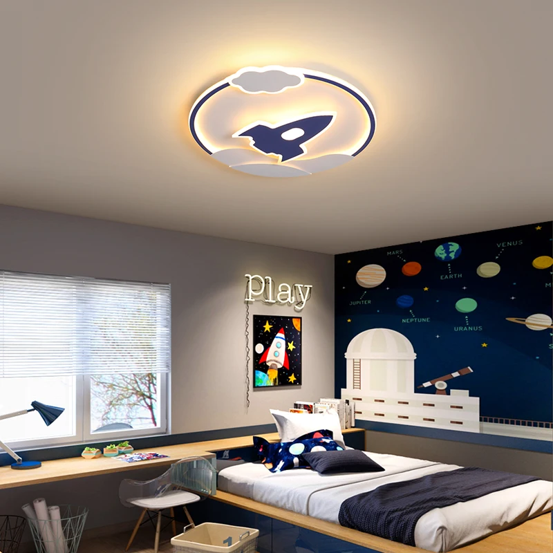 

LED Ceiling Lamp For Kids Room Airplane Shape Living Room Kitchen Hall Indoor Lamps Warm Luster White Blue Painted Suspended