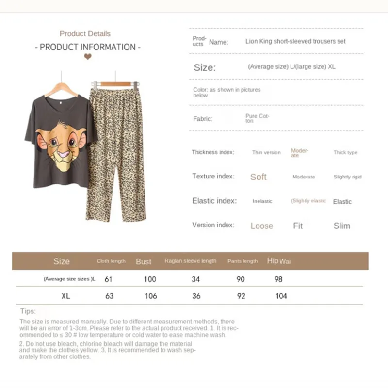

2020 Pajama Set Women Summer Sleepwear Women Pajamas Cotton Short Sleeve Sleep Tops Set Autumn Cartoon Leopard Print Lounge Wear