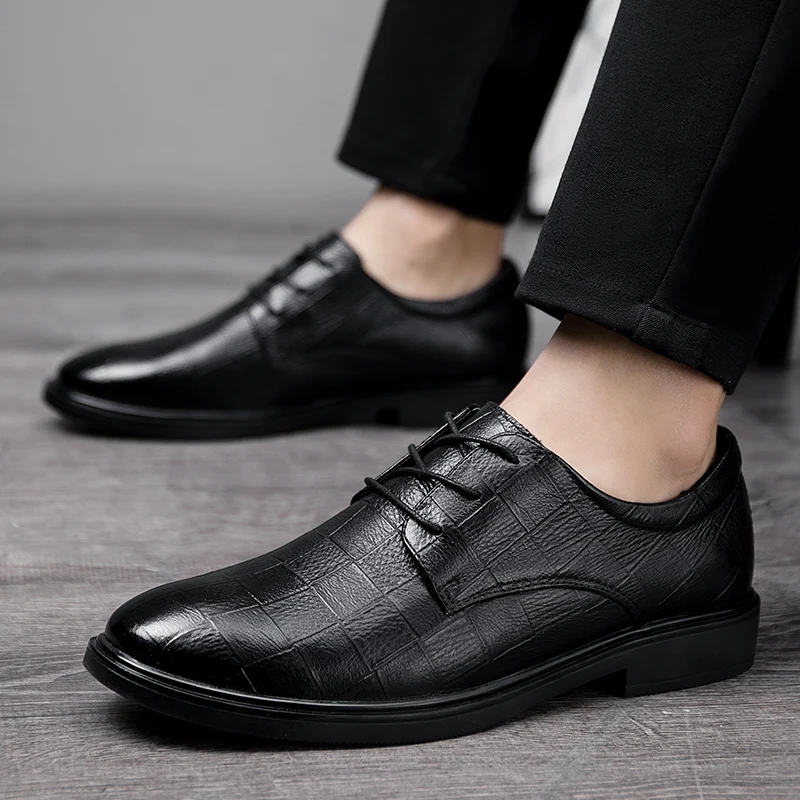 

Men Dress Shoes Men lace up Oxfords Fashion Business Dress Men Shoes Classic genuine Leather Suits Shoeshot Wedding Shoes men