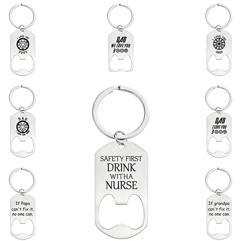 

Keychain Stainless Steel Bottle Opener Father Day Anniversary Custom Boyfriend Birthday Gift Lettering Diy Metal Keychain