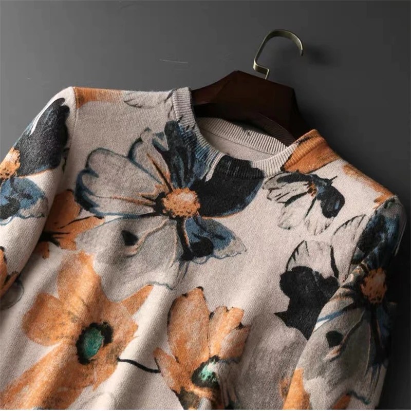 

New luxury men's autumn and winter butterfly printing Slim women knitting casual designer brand sweater pullover high qu