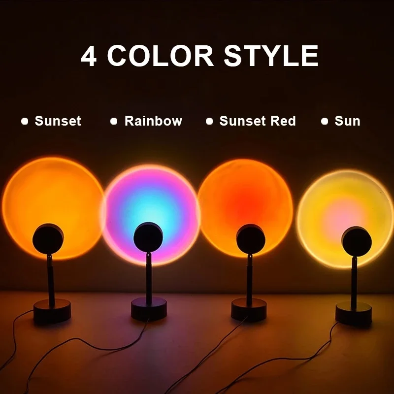 

USB Sunset Projector Led Light Projection Desk Lamp Night Light Christmas Decoration for Home Wall Decoration Wedding Lighting