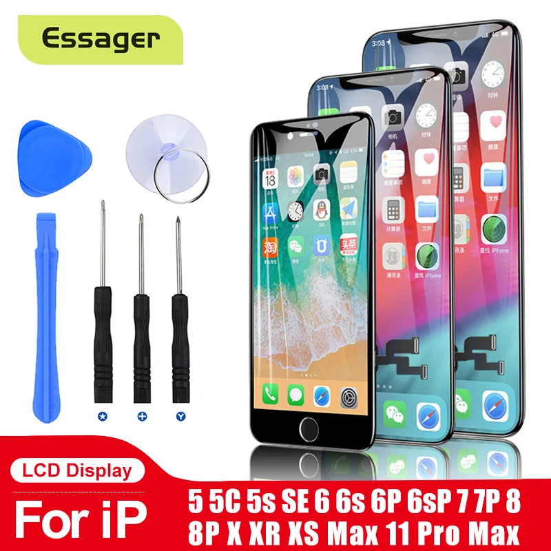 

Essager Display For iPhone 5s 5c 5 SE 6 6s 7 8 Plus LCD Screen For iPhone X XR XS 11 11pro Max Replacement Digitizer Assembly