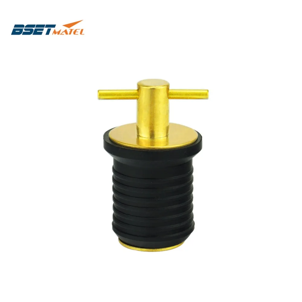 

BEST MATEL Rubber Brass T-Handle TWIST-IN Hull Livewell Boat Drain Plug Boat bilge transom seawall baitwell Marine Hardware