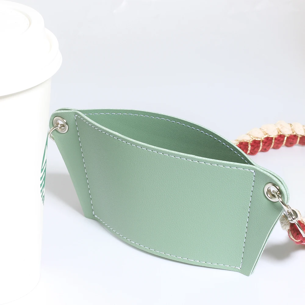 Leather Cup Sleeves for Cold and Hot Drinks Reusable Tumbler Sleeve Cover with Strap Portable Beverage Carrier Holder | Дом и сад