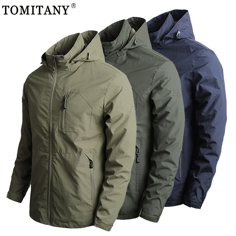 Мужская водонепроницаемая куртка с капюшоном Повседневная ветровка для походов
