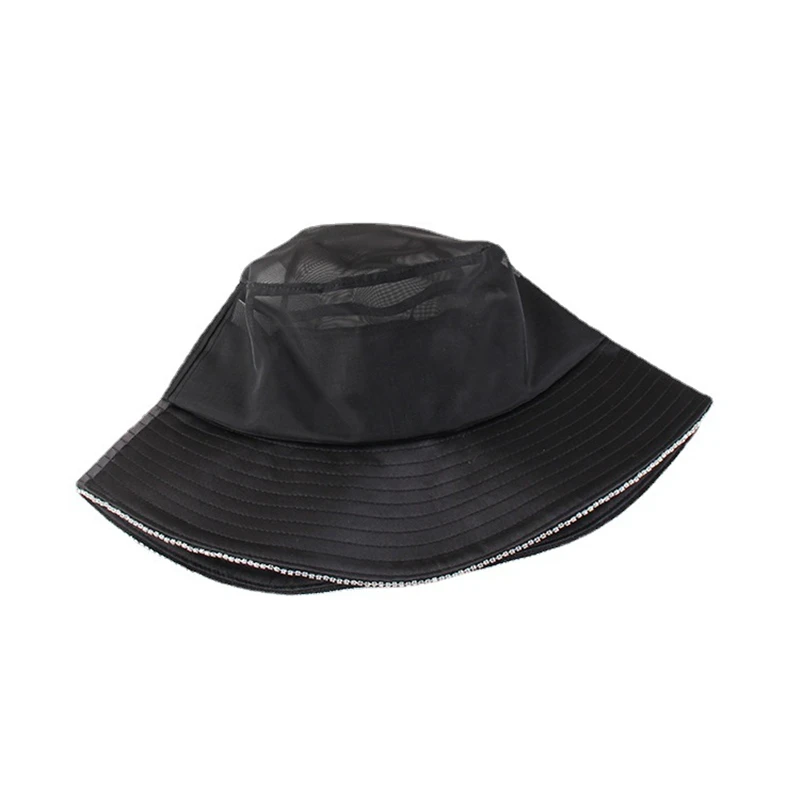 2021 new fashion rhinestone fisherman hat sunshade hat lady summer thin air permeable sunscreen outdoor leisure basin hat