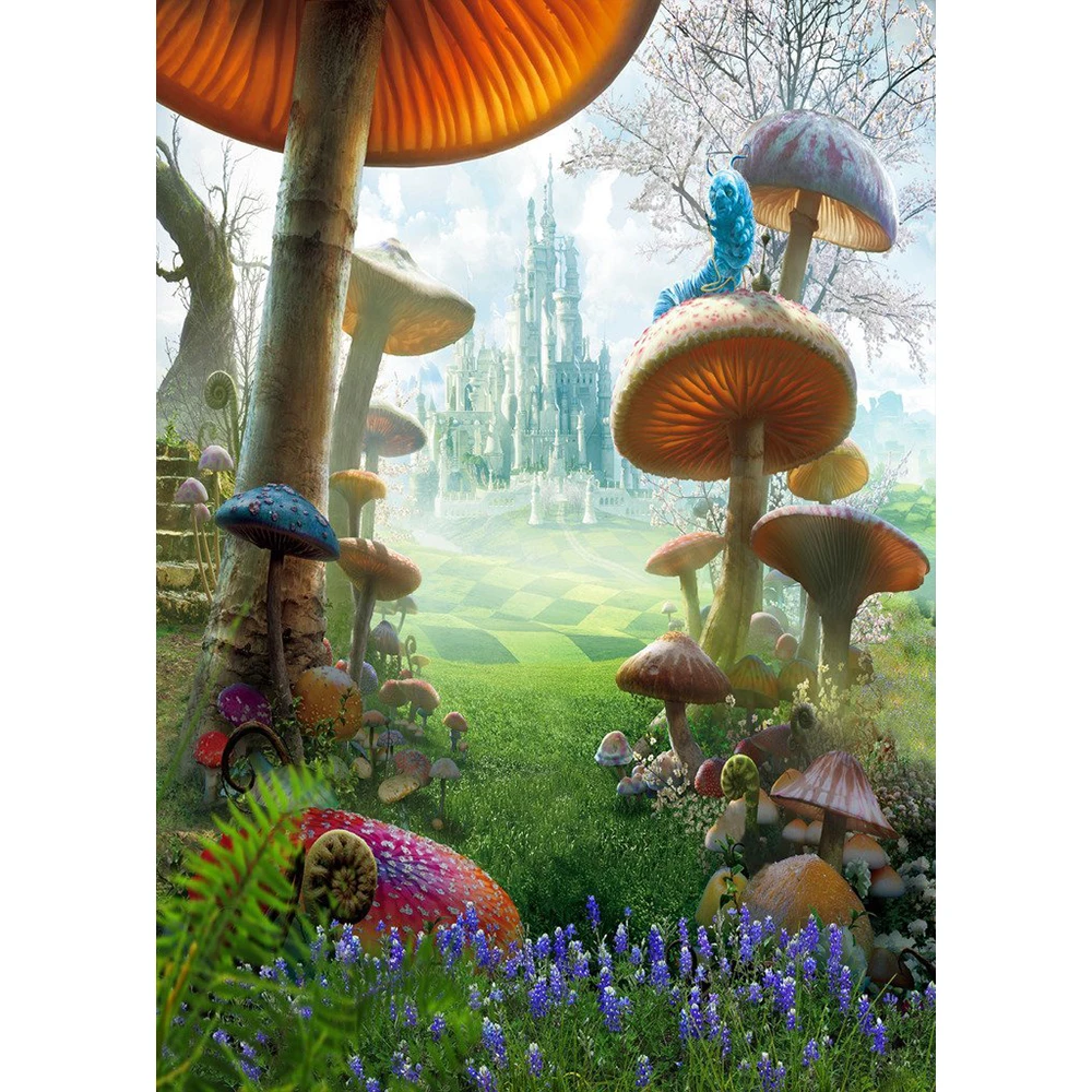 Виниловый тканевый фон для фотосъемки с изображением грибов детской фотосессии