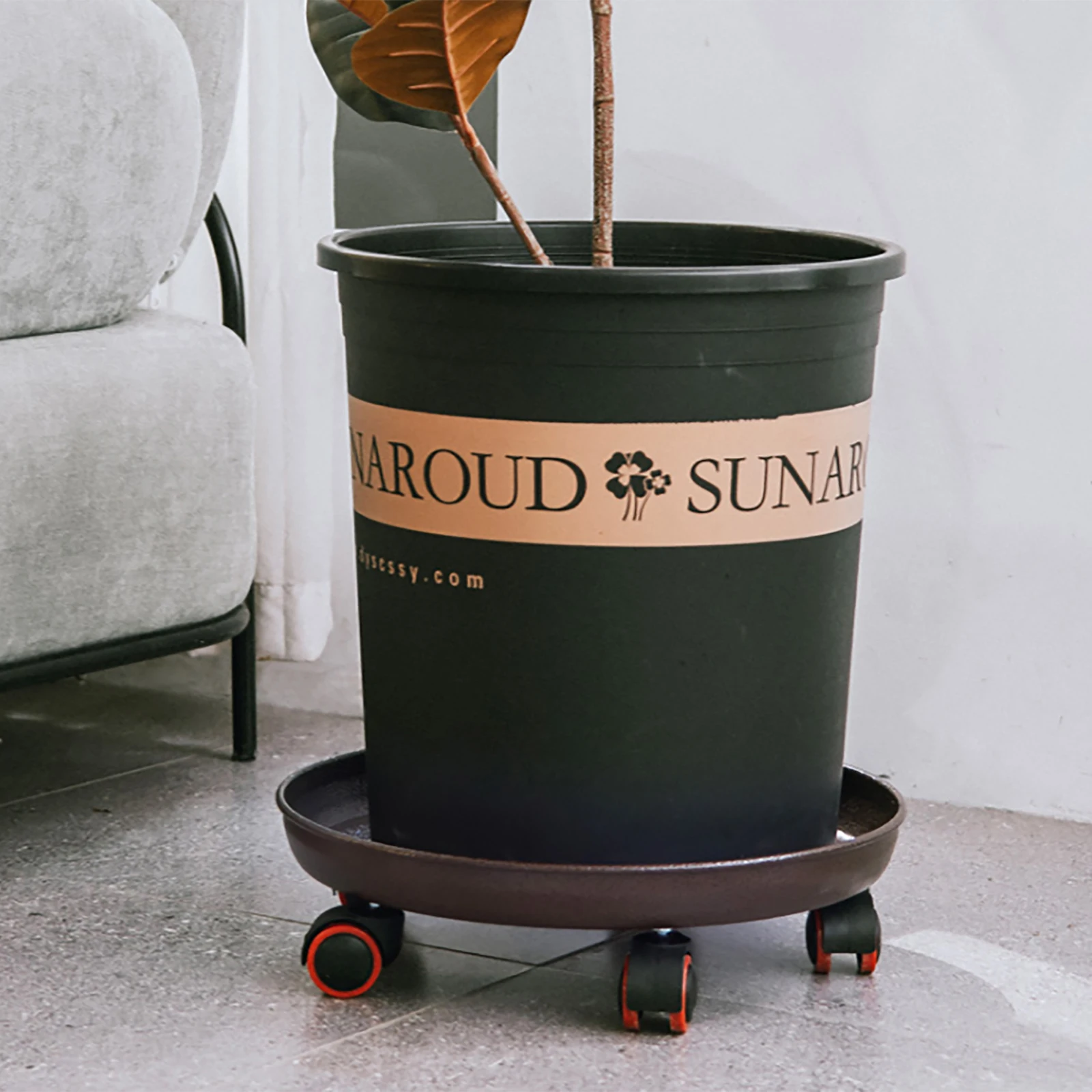 

Removable Flower Pot Tray Universal Wheels Round Plastic Tray Flower Pot Rack Plant Stand Rolling Potted Plant Stand
