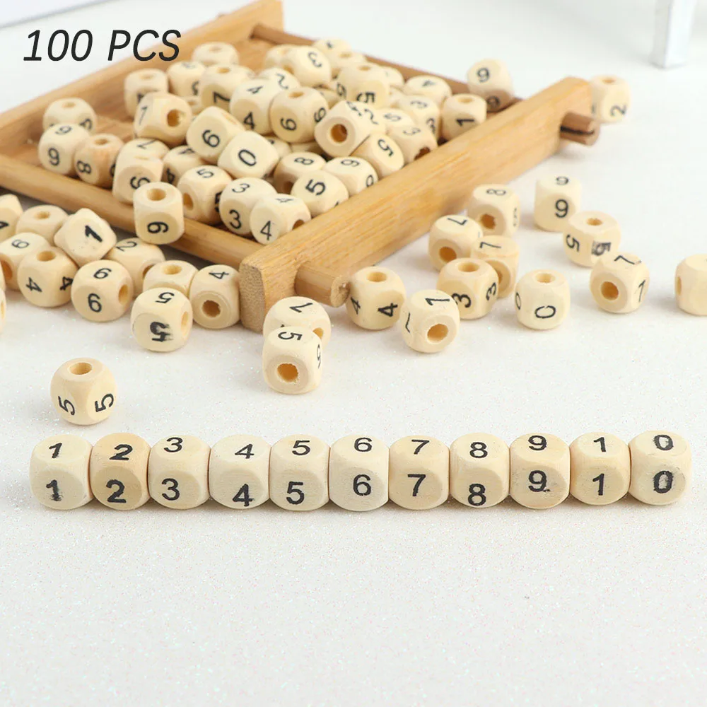 B 100pcs 100 шт/партия квадратные деревянные бусины Алфавит буквы номер DIY Бусины Подвески для изготовления ювелирных изделий Neacklace аксессуары Горячая - Цвет: B 100pcs