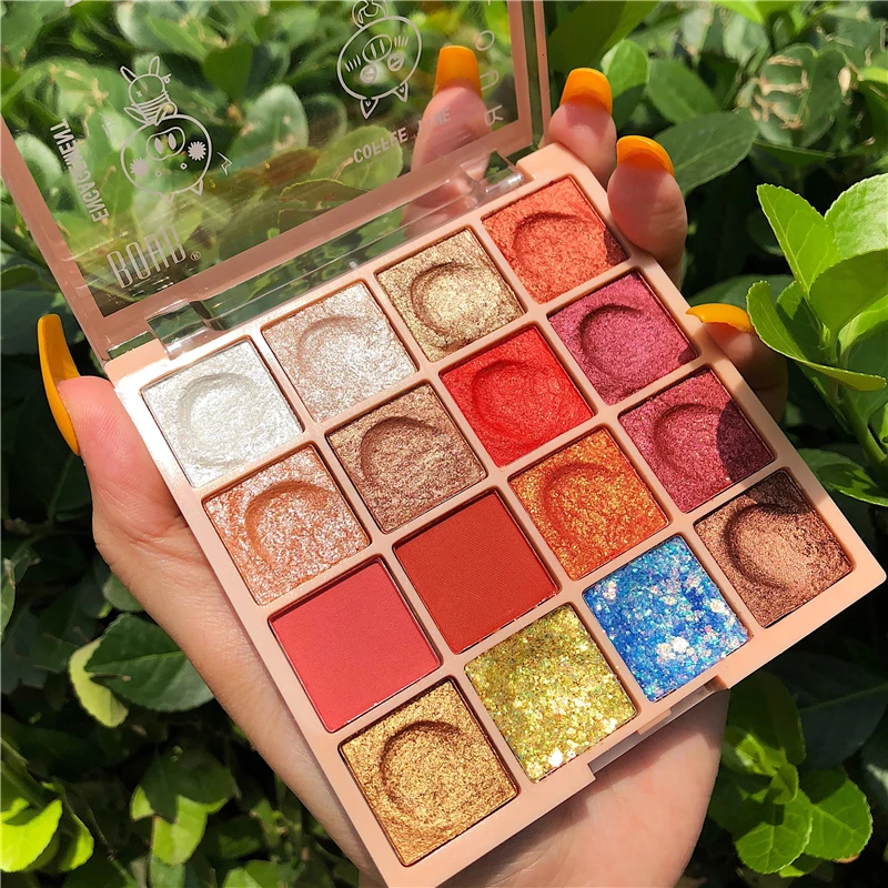 Палитра теней для век телесного цвета 16 цветов блестящая матовая Мерцающая