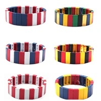square colorblock enamel stretch tile bracelet candy beads bracelet handmade rainbow stackable friendship christmas bracelet