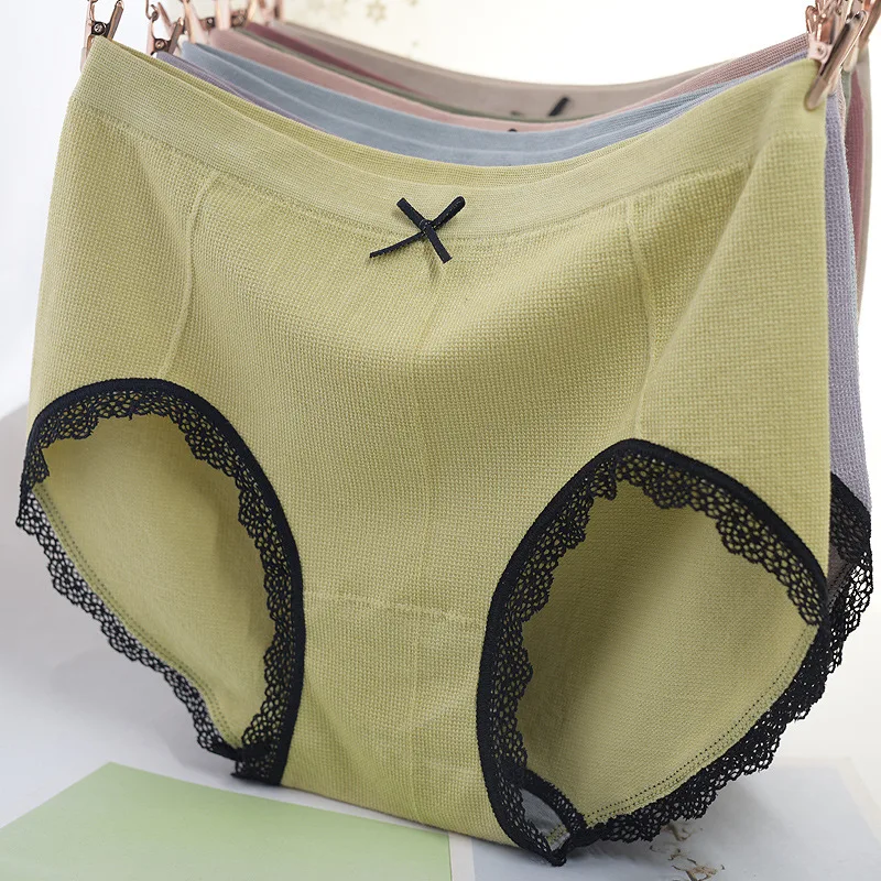

Hot sale seemless underwear Lace mid-waist bag hip ladies panties One-piece Solid cotton women's briefs Underpants